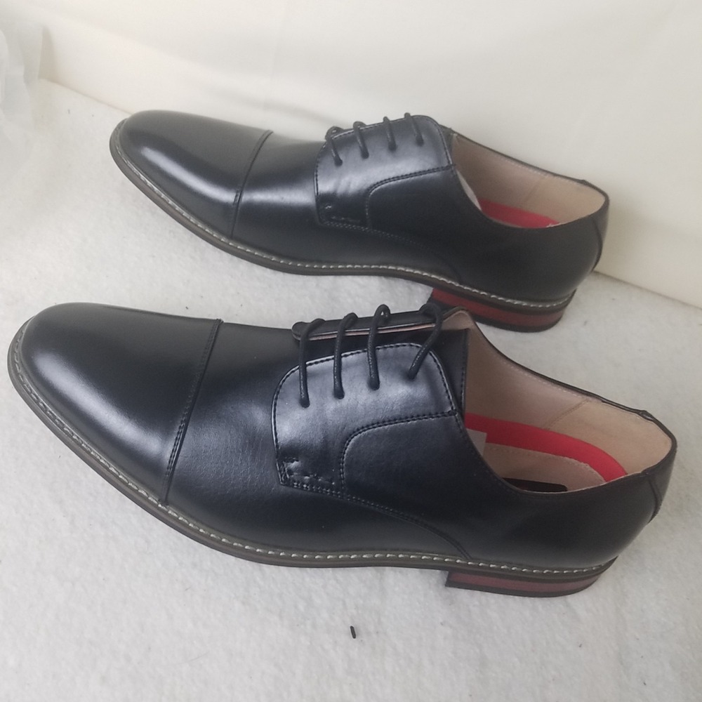 Bruno marc dress shoe‎ Men's 15 Oxford Dress black NITB leather stacked heel